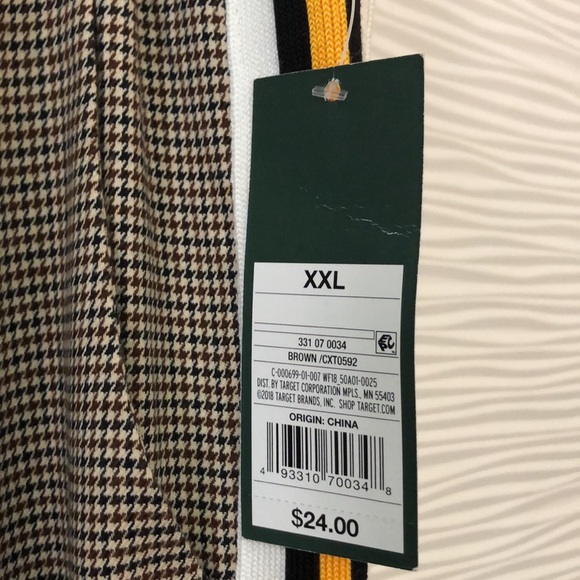 NWT Wild Fable brown/black houndstooth joggers with racing stripes on each leg. - Picture 4 of 9